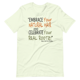"Embrace and Celebrate" Men's Short-Sleeve Unisex T-Shirt (Black Lettering)