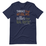 "Embrace and Celebrate" Men's Short-Sleeve Unisex T-Shirt (White Lettering)