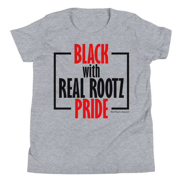 "Black Pride" Youth Short Sleeve T-Shirt (Red and Black Lettering)