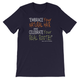 "Embrace and Celebrate" Women's Short-Sleeve Unisex T-Shirt (White Lettering)