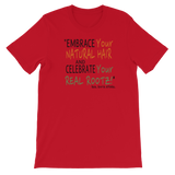 "Embrace and Celebrate" Women's Short-Sleeve Unisex T-Shirt (Black Lettering)