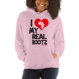"I Love My Real Rootz" Women's Hoodie (Black Lettering)