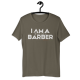 I Am A Female Barber T-shirt (White Lettering)