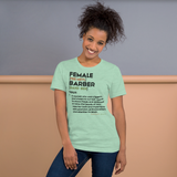 Female Barber Definition T-shirt (Black Lettering)